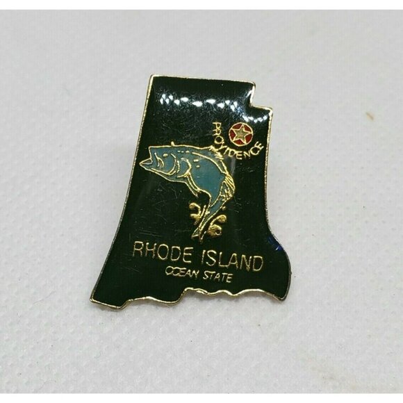 P.W.I.I Houston Texas & Providence Rhode Island Ocean State Laminated Pin Button - Picture 2 of 8
